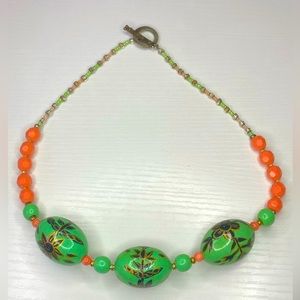 Painted wooden bead necklace